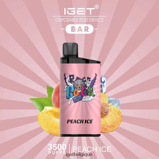 IGET barre de réduction vape - 3500 bouffées 02064T452 glace à la pêche