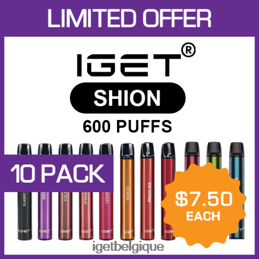 IGET vape sale shion - 600 bouffées - paquet de 10 02064T507