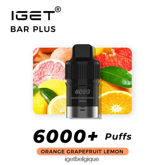 IGET Store Bar Plus Pod 6000 bouffées 02064T266 orange pamplemousse citron
