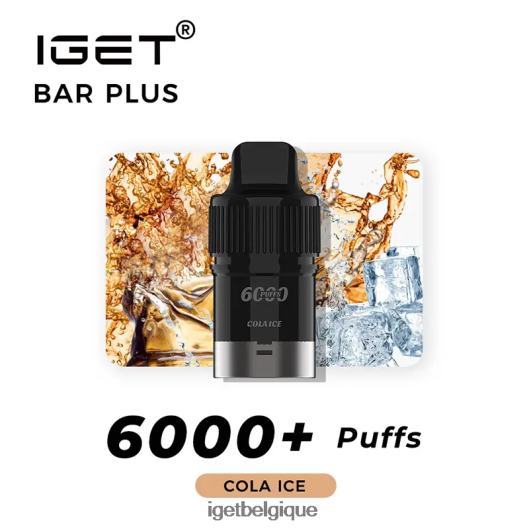 IGET vape vente bar plus pod 6000 bouffées 02064T263 glace au cola
